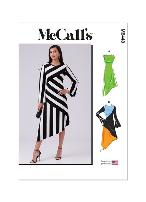 McCall's M8448 | Misses' Knit Dress With Sleeve Variations | Front of Envelope