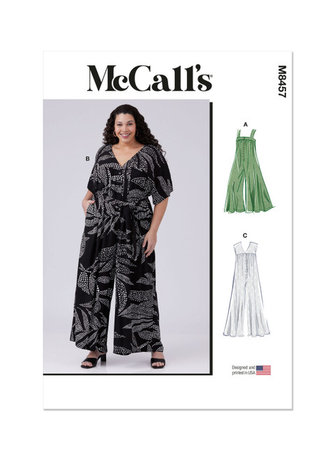 M8457 (PDF) | Misses' Loose Fit Jumpsuit and Sash | McCall's