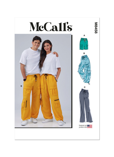 M8458 (PDF) | Unisex Pull On Shorts and Pants | McCall's