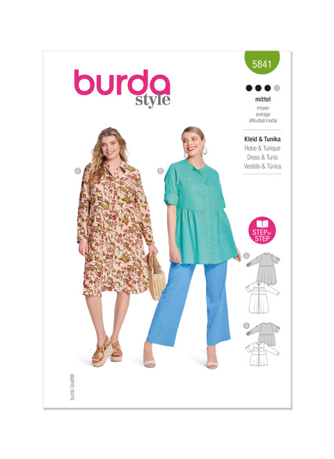 Burda Style BUR5841 | Burda Style Pattern 5841 Misses' Dress & Tunic | Front of Envelope