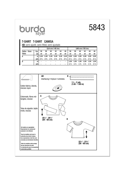 Burda Style BUR5843 | Burda Style Pattern 5843 Misses' Shirt | Back of Envelope