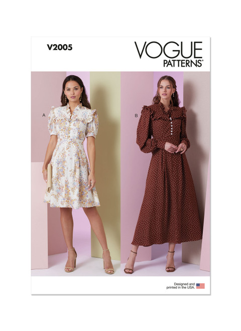 Vogue Patterns V2005 | Misses' Dress in Two Lengths with Sleeve Variations | Front of Envelope