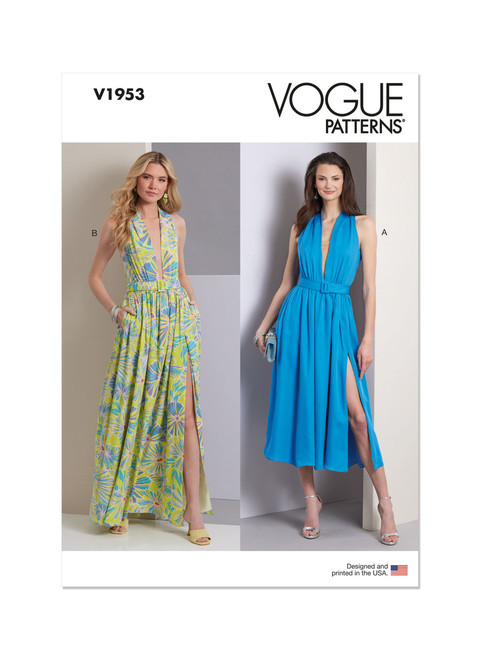 V1953 (PDF) | Misses' Dress In Two Lengths and Belt | Vogue Patterns