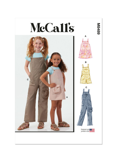 McCall's M8489 | Children's and Girls' Pinafore and Overalls | Front of Envelope