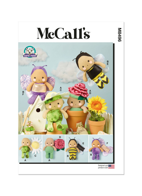 McCall's M8496 | Plush Dolls and Accessories by Carla Reiss Design | Front of Envelope