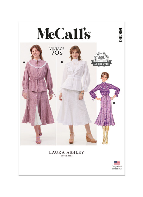 M8490 (PDF) | Misses' Tops, Skirt and Petticoat by Laura Ashley