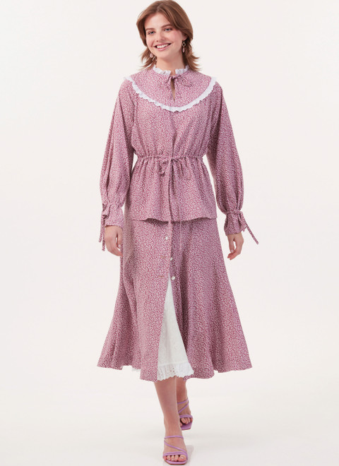 M8490 (PDF) | Misses' Tops, Skirt and Petticoat by Laura Ashley