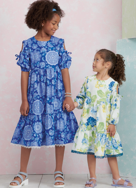 S9933 | Children's and Girls' Dress with Sleeve Variations