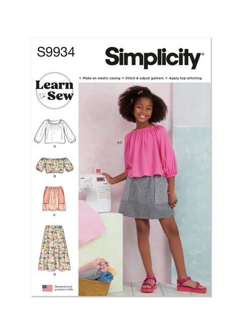Simplicity S9934 | Girls' Tops and Skirts | Front of Envelope