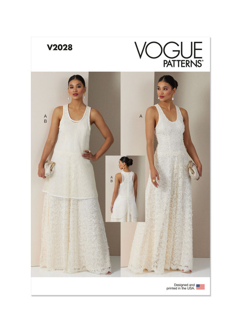 V2028 (PDF) | Vogue Patterns Misses' Dress and Overdress | Vogue