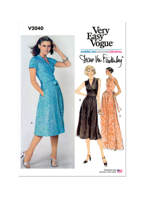 Vogue Patterns V2040 | Vogue Patterns Misses' Front Wrap Dresses by Diane von Furstenberg | Front of Envelope