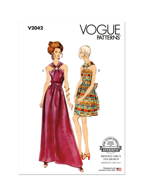 V2042 (PDF) | Vogue Patterns Misses' Dress In Two Lengths | Vogue