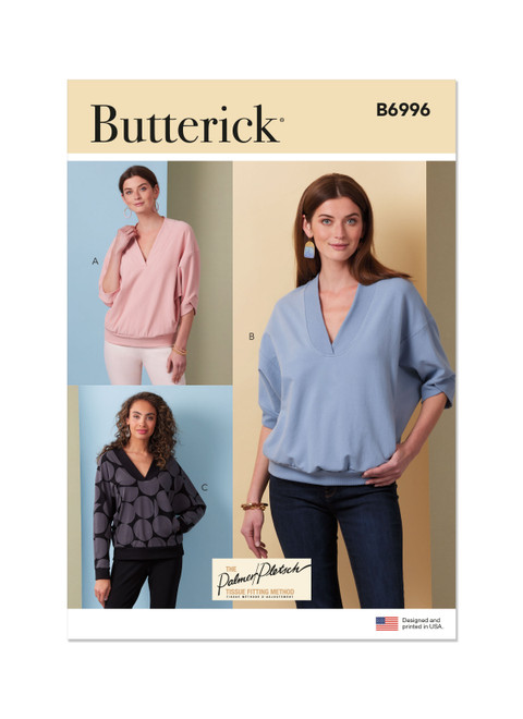 Butterick B6996 | Butterick Sewing Pattern Misses' Knit Tops by Palmer/Pletsch | Front of Envelope