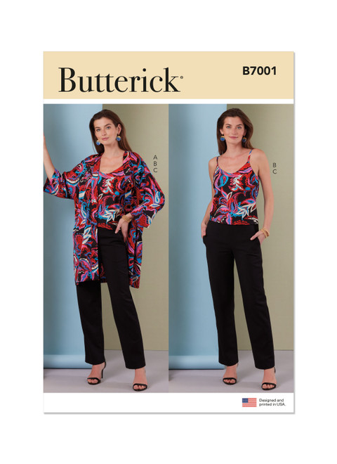 Butterick B7001 | Butterick Sewing Pattern Misses' Jacket, Camisole and Pants | Front of Envelope