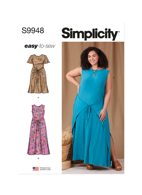 Simplicity S9948 | Simplicity Sewing Pattern Women's Knit Dress with Sleeve and Length Variations | Front of Envelope