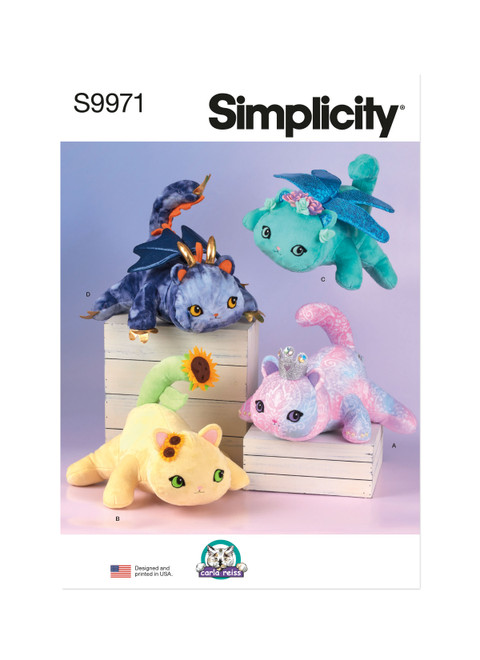 Simplicity S9971 | Simplicity Sewing Pattern Plush Kitties by Carla Reiss Design | Front of Envelope
