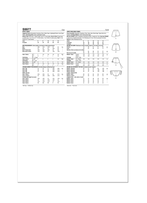 Simplicity S9977 | Simplicity Sewing Pattern 1980s Misses' Shorts | Back of Envelope
