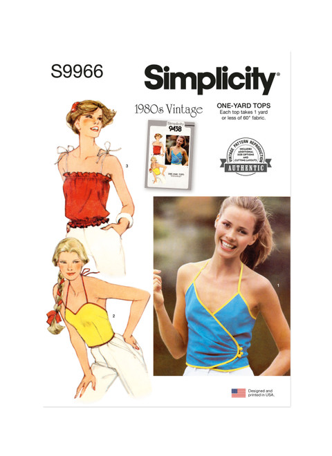 Simplicity S9966 | Simplicity Sewing Pattern 1980s Misses' Tops | Front of Envelope
