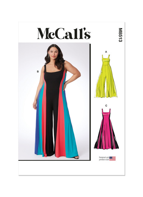 M8513 (PDF) | McCall's Sewing Pattern Women's Knit Jumpsuits and