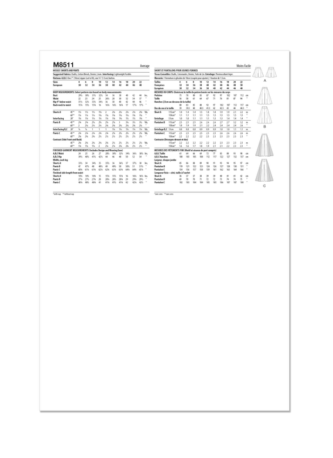 McCall's M8511 | McCall's Sewing Pattern Misses' Shorts and Pants | Back of Envelope