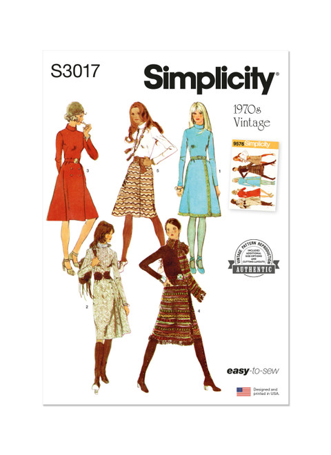 S3017 (PDF) | Simplicity Sewing Pattern 1970s Misses' Dress