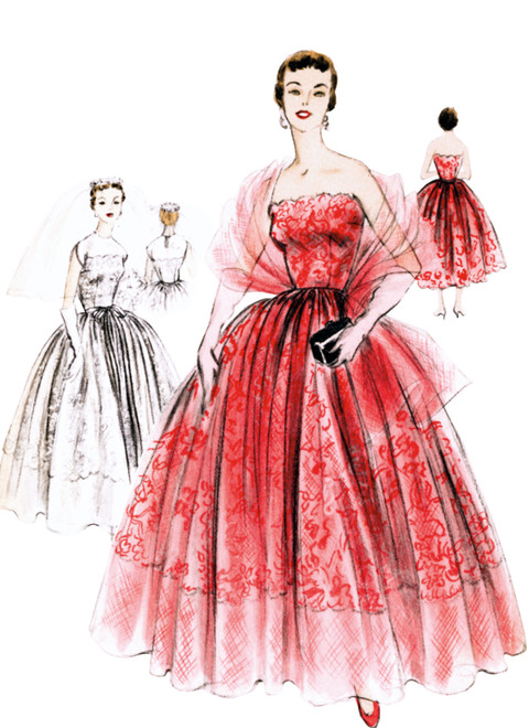 V2061 (PDF) | Vogue Patterns 1950s Misses' Dresses and Stole