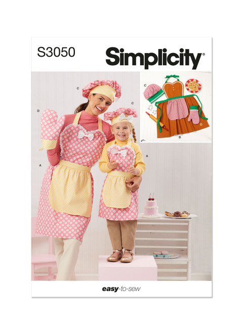 Simplicity S3050 | Simplicity Sewing Pattern Children's and Misses' Apron, Mitts and Hat | Front of Envelope