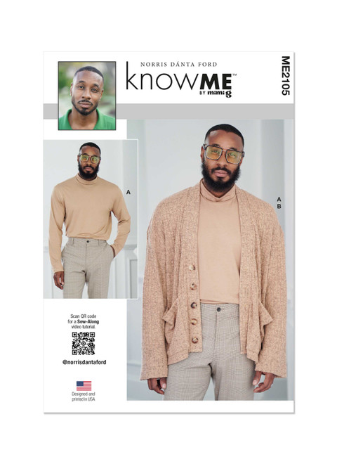 ME2105 (PDF) | Men's Knit Turtleneck and Cardigan by Norris Dánta
