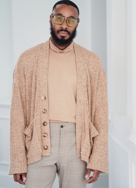 ME2105 (PDF) | Men's Knit Turtleneck and Cardigan by Norris Dánta
