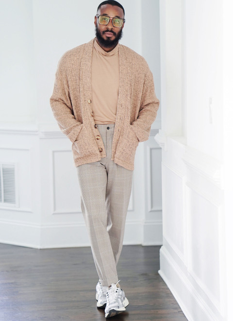 ME2105 (PDF) | Men's Knit Turtleneck and Cardigan by Norris Dánta