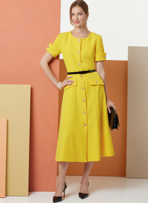 Butterick Sewing Pattern B7005 | Misses' and Miss Petite Button Front Dress with Sleeve Variations