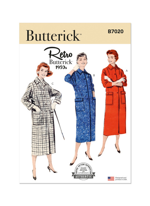 B7020 (PDF) | 1950s Misses' Box Coat | Butterick