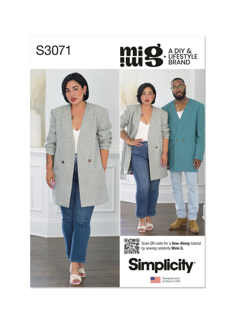 S3071 (PDF) | Simplicity Sewing Pattern Unisex Blazer by Mimi G