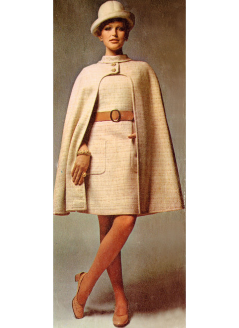 S3084 | Simplicity Sewing Pattern 1960s Misses' Cape and Dress