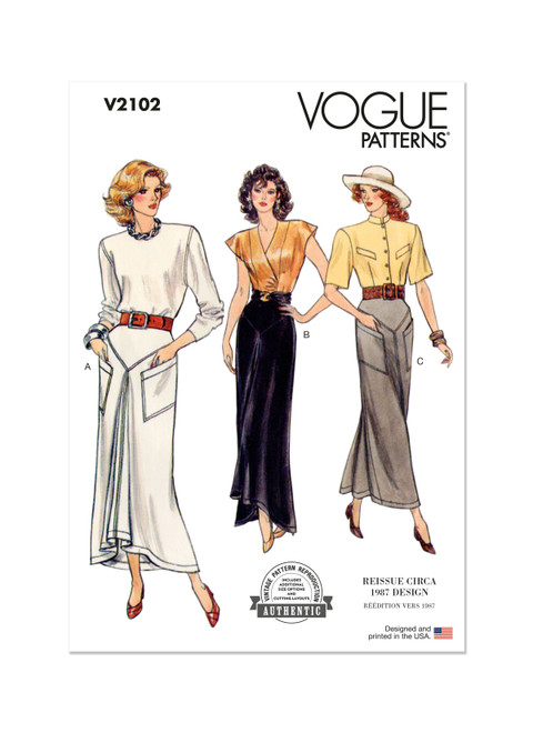 V2102 | Vogue Patterns 1980s Misses' Skirts | Vogue Patterns