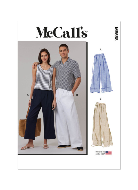 M8588 (PDF) | McCall's Sewing Pattern Unisex Pants in Two Lengths