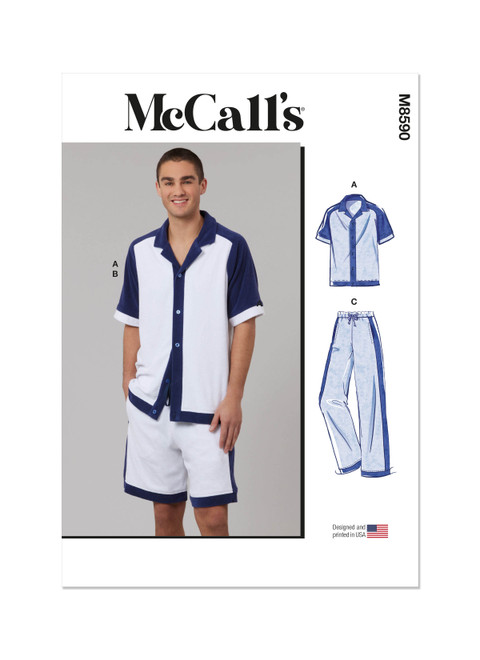 M8590 (PDF) | McCall's Sewing Pattern Men's Top, Shorts and Pants
