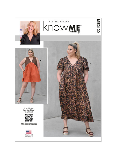Know Me ME2120 | Misses' Dress with Sleeve and Length Variations by Alisha Grace | Front of Envelope