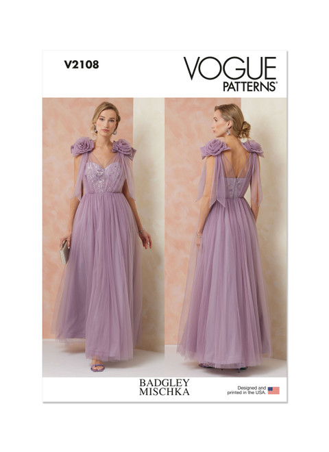 V2108 (PDF) | Vogue Patterns Misses' Gown by Badgley Mischka