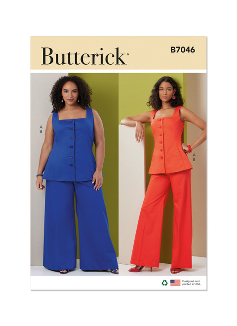 Butterick B7046 | Butterick Sewing Pattern Misses' and Women's Top and Pants | Front of Envelope