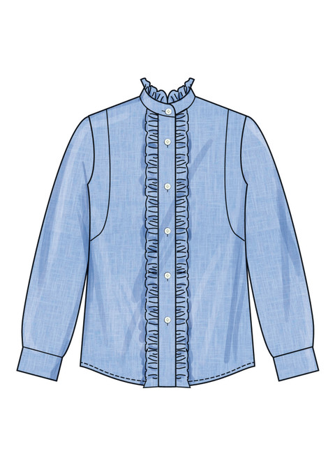 S3134 | Simplicity Sewing Pattern Misses' Ruffled Button Front Top