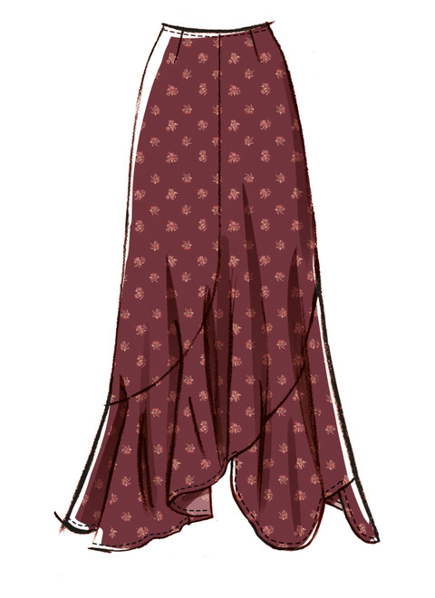 M8608 (PDF) | McCall's Sewing Pattern Misses' Asymmetric Skirt