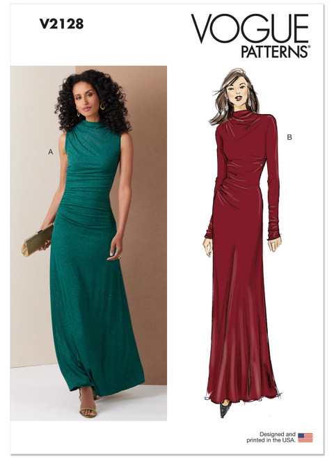 【最終値下げ】CARTOGRAPHIC PATTERN DRESS V2128 (PDF) | Misses' Knit Dress with Ruching and Sleeve