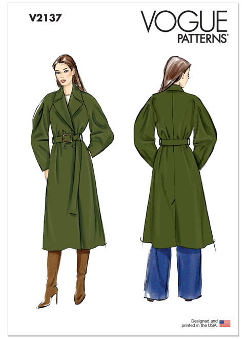 V2137 | Misses' Trench Coat and Belt | Vogue Patterns