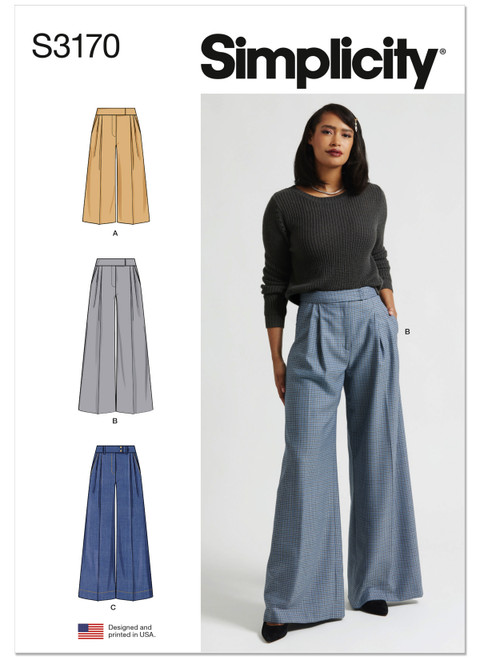S3170 (PDF) | Simplicity Sewing Pattern Misses' Wide Leg Pleated