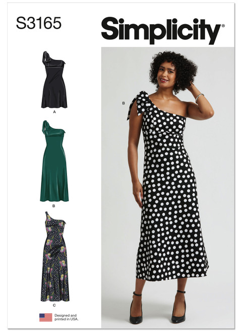 S3165 | Simplicity Sewing Pattern Misses' One Shoulder Dress in