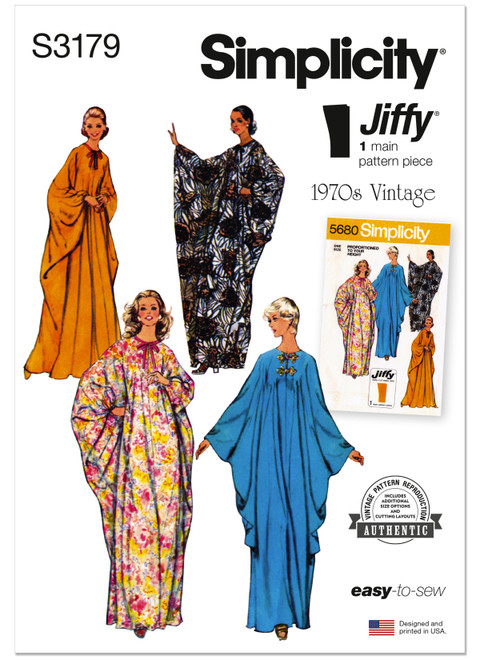 シェリーページ S3179 | Simplicity Sewing Pattern 1970's Misses' Jiffy Caftan