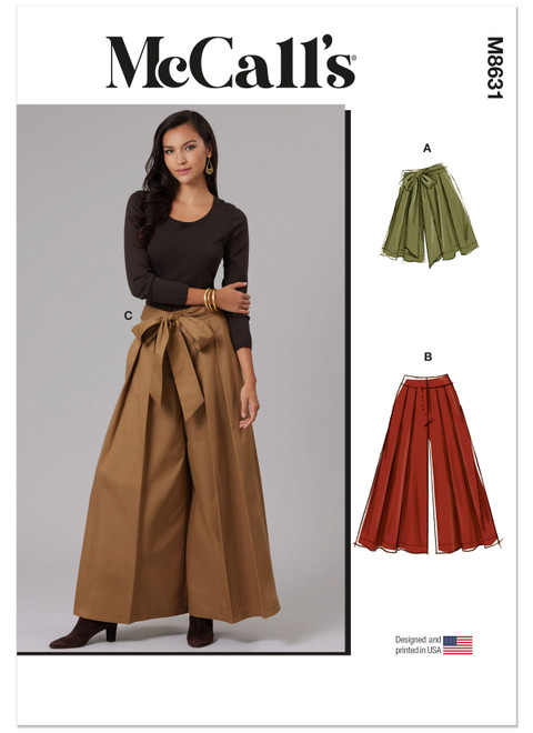 M8631 (PDF) | McCall's Sewing Pattern Misses' Pleated Shorts and