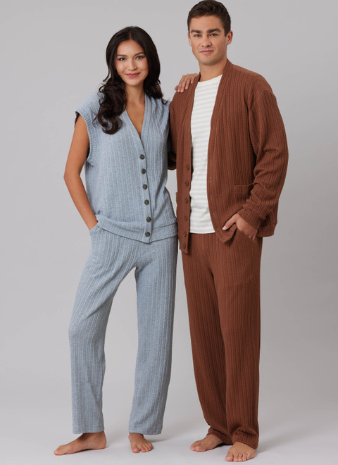 M8637 | McCall's Sewing Pattern Unisex Knit Vest, Cardigan and