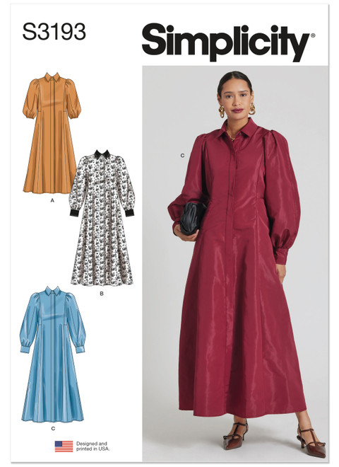 Simplicity S3193 | Simplicity Sewing Pattern Misses' Shirtdress with Sleeve and Length Variations | Front of Envelope